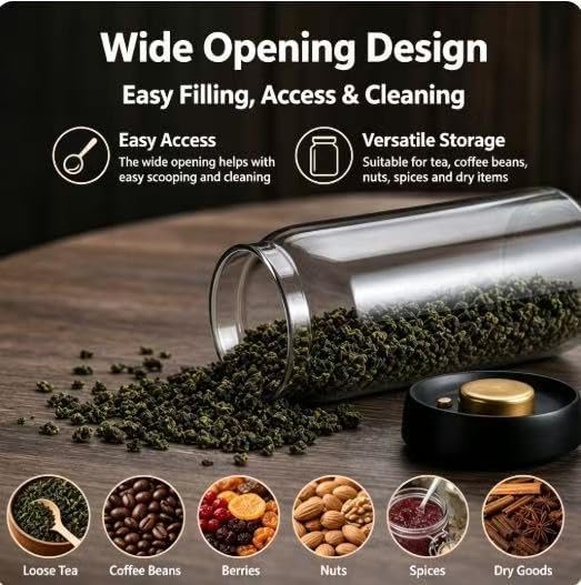 Vacuum Sealed Glass Storage Jar, 33.8oz Airtight Canister for Coffee Beans, Tea, Nuts, High Borosilicate Container - Image 4