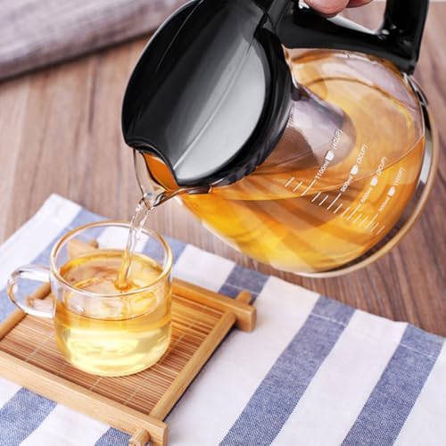 Glass Teapot Black Heat Resistant Infuser, with Stainless Steel 1100ml - Image 3