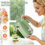 Electric Kettle, 1.7L Tea Kettle with Thermometer, Retro Green - Image 2