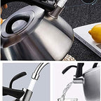 Tea Kettle 3L Tea Pot Stainless Steel Hot Water Kettle Whistling with Mirror Finish Silicone Handle Impactbonded Technology Tea Infuser for Stovetops - Image 4