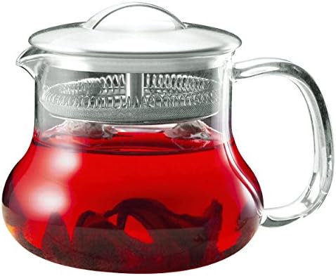 Yama Sitka 24oz Borosilicate Glass Teapot with Built-in Mesh Filter, Dishwasher Safe, Ideal for Loose Leaf Tea, Dishwasher Safe by Yama+Glass+