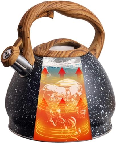 Tea Kettle Whistling Tea Kettle Stainless Steel Teakettle with Wooden Handle Stovetop Safe Water Boiling Kettle for Home Kitchen 3L Stove Top Whistling Tea Kettle - Image 5