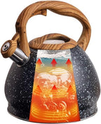 Tea Kettle Whistling Tea Kettle Stainless Steel Teakettle with Wooden Handle Stovetop Safe Water Boiling Kettle for Home Kitchen 3L Stove Top Whistling Tea Kettle - Image 5