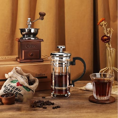 Hand Coffee Grinders and French Presses Set with Wooden Handle for Freshness Brewed Coffee At Homes or Outdoor and Stainless Steel Presses Set Perfect for Camping and Use - Image 6