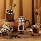 Hand Coffee Grinders and French Presses Set with Wooden Handle for Freshness Brewed Coffee At Homes or Outdoor and Stainless Steel Presses Set Perfect for Camping and Use - Image 6