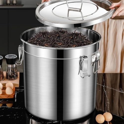Storage Bucket with lids, Metal Bucket, 316 Stainless Steel Airtight Canister for Kitchen, Canisters Container with Lids and Sturdy Locking Clamp for Rice,Grain,Coffee Bean,Dog Food(33L/8.72Gal) - Image 7