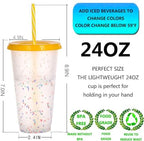 Color Changing Cups, 24 Pack 24oz Plastic Tumblers, Reusable Iced Coffee & Smoothie Cups with Lids and Straws for Parties and Travel (Rainbow, 24 Pcak) - Image 2