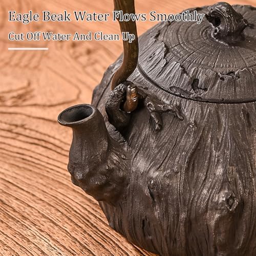 Cast Iron Teapot, Stovetop Safe Tea Kettle With handle, Asian Style Handmade Tea Pot For Home Camping Outdoor Use(1.2L, BlackB) - Image 4