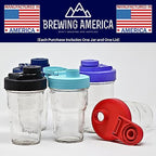 Brewing America Nesting Jar with Drinking Lid as Travel Cup, 1 Pint (16 oz) with Black Pouring Lid on Wide Mouth Ball Nesting Mason Jar, USA-Made To Go Drink Cup, Fits in Car Cup Holders, 1-Pack - Image 2