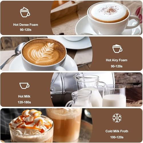Milk Frother Electric, Stainless Steel Automatic Hot & Cold Milk Foamer with Touch Screen, Switching Modes At The Touch Of a Button, 590ml Large Capacity (White) - Image 3