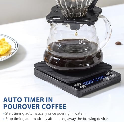 KitchenTour Nano Coffee Scale with Timer 3kg/0.1g, 3 Mode for Espresso Machine and Pour Over, High Precision Pour Over Drip Espresso Scale with Back-Lit LCD Display - Image 5