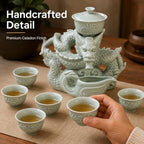 Celadon Dragon Ceramic Gongfu Tea Set with 6 Tea Cups, Chinese Kung Fu Teapot with Infuser,Handmade Porcelain Tea Service, Asian Tea Set for Home & Office - Image 3
