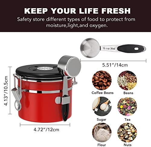 ShanSon Coffee Canister Set Airtight Coffee Container Set Stainless Steel Coffee Bean Storage Container Set with CO2 Release Valve and Scoop Coffee Canister for Beans,Grounds,Sugar,Flour,Tea,Cereal - Image 2