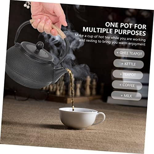 Cast Iron Teapot 800ml with Infuser and Handle Black - Image 4
