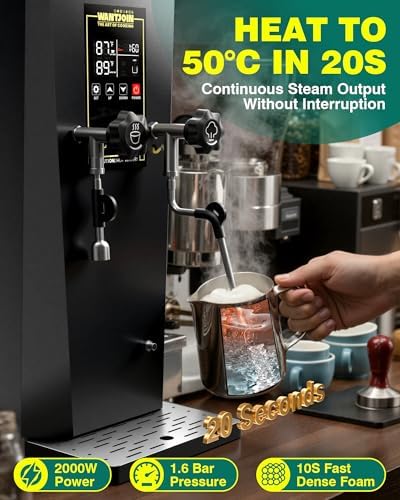WantJoin 2000W Commercial Milk Frother & Beverage Warmer - Professional Milk Steamer Machine with LED Display Panel for Latte, Cappuccino, Coffee, Hot Chocolate and Milk Tea, Perfect for Cafes & Home - Image 3