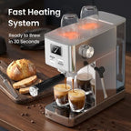 Compact Espresso Machine with Milk Frothing Steam Wand, 20-Bar Pump - Image 3