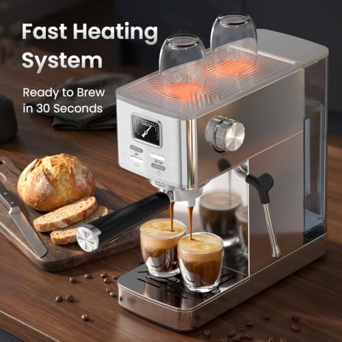 Compact Espresso Machine with Milk Frothing Steam Wand, 20-Bar Pump - Image 3