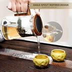 Tea Pot, Water Separation Glass Teapot with Wooden Handle, Witchcraft Magical Teapot, Glass Tea pot with Infuser Strainer, Magic Tea Pot (800ML) - Image 5