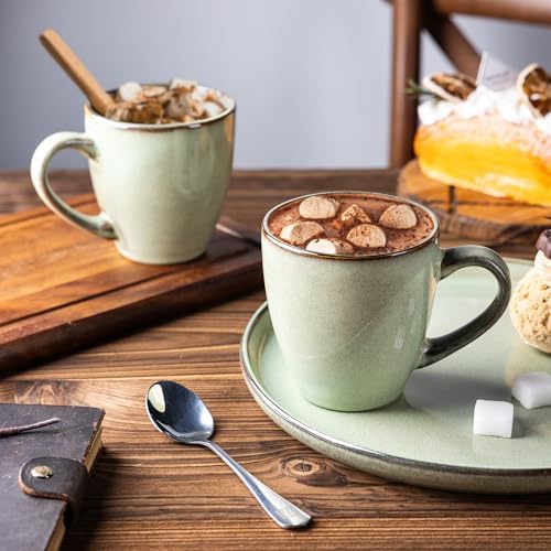 GBHOME Ceramic Coffee Mugs Set of 6, 12oz Stoneware Coffee Mugs Set For Dad Mom Women MEN, Light Weight Coffee Cups for Latte/Tea/Beer/Hot Cocoa, Dishwasher & Microwave Safe, Pastel Green - Image 5