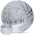 Winter Snow-Covered Trees Coasters for Drinks, Set of 8 Natural Landscape Snow Path Absorbent Ceramic Coaster with Cork Base Decor for Wooden Table & Bar, Housewarming Gift Home Decor by TSRSUNFLOWER