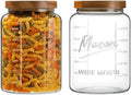 1 Gallon Glass Mason Jar with Airtight Wooden Lid, Wide Mouth Large Food Storage Container with Measurement Markings For Kitchen Pantry, Pickling, Cookies, Flour & Sugar - 2 Pack by KITCHENTOOLZ