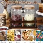 Suclain Glass Coffee Grounds Container with Shelf 2 x 34 oz Glass Coffee Bean Storage Canisters with Airtight Thread Lid and Measuring Spoon Food Storage Jars for Kitchen Sugar Nut - Image 3