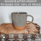 MORA Ceramic Large Latte Mug Set of 4, 16oz - Microwavable, Porcelain Coffee Cups With Big Handle - Modern, Boho, Unique Style For Any Kitchen. Microwave Safe Stoneware - Assorted Neutrals - Image 4