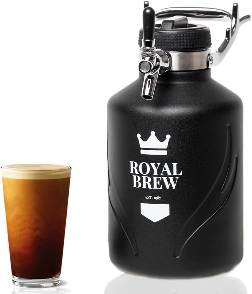 The Original Royal Brew Nitro Cold Brew Coffee Maker - Gift for Coffee Lovers - Quality Nitro Coffee at Home - 64 oz Home Keg, Nitrogen Gas System Dispenser Kit by RoyalBrew
