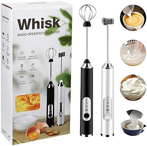 Electric Handheld Milk Frother 3-speed Stainless Steel Whisk by cabilock