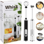 Electric Handheld Milk Frother 3-speed Stainless Steel Whisk by cabilock