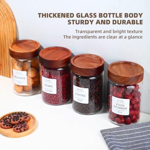 Glass Jars with screw Acacia Lids, Glass Food Storage Containers with Airtight Lids, Glass Container Jar Set for Coffee, Nut, Candy, Cereal, Sugar, Snacks, Blooming Tea,Spice (30.4 fl.oz (4-Pack)) - Image 4