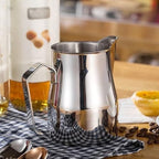 Coffee Milk Cup, Stainless Steel Milk Frothing Pitcher, Humanized Non Stick Milk Frother Cup for Kitchen and Restaurants (White 450ML) - Image 6