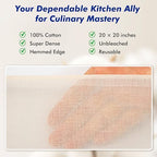 8 PCS Reusable Cheesecloth, Grade 100, 20x20 Inch Hemmed Cheese Cloth for Straining Craft, 100% Cotton Unbleached Cloth Strainer for Cooking, Baking, Juicing, Cheese Making (Pack of 2) - Image 2