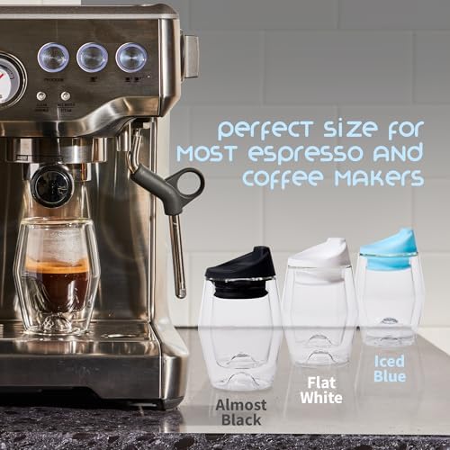 To-Go Espresso Glass Travel Mug with Lid, Reusable Double Wall Glass Tumbler, Fits Most Coffee Makers/Cupholders for Your Car, Gifts for Coffee Lovers, 2-Pack Almost Black Cortado Cups - Image 5