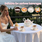 TATSUMI Country Roses Porcelain Tea Set, European Ceramic tea set for one or two,Vintage Style, For Women and Tea Parties (Pink, 7 Pieces Set) - Image 3