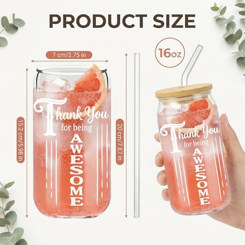 Glass Cups with Lids and Straws, 6Pack, 16oz, Inspirational - Image 2