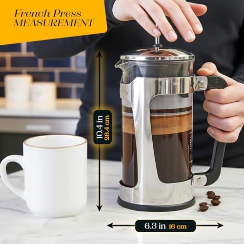 ESPRO Plus P5 French Press Coffee Maker – Patented Double Micro-Filter for Grit Free Brew, Heat-Resistant Thicker Borosilicate Glass Coffee Press – (32 oz) (Pack of 2) - Image 3