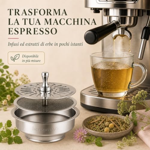 4 | Stainless Steel Filter with Diffuser for Infusions and Herbal Extracts with Espresso Machines – Inner Diameter 54 mm – Rim Diameter 62.5 mm – 53/53.4 mm Presses - Image 2