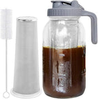 GOSCHE 64oz Glass Pitcher with Lid, Coffee Mason Jar with Pour Spout Lids, Grey by GOSCHE