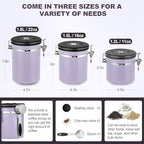 ShanSon Coffee Canister Airtight, Stainless Steel Bean Storage Container with Date Tracker & Scoop, Grounds Sugar Flour Tea Cereal Fits Kitchen Pantry, Ideal Gift for Coffee Lovers,12oz, Purple - Image 3