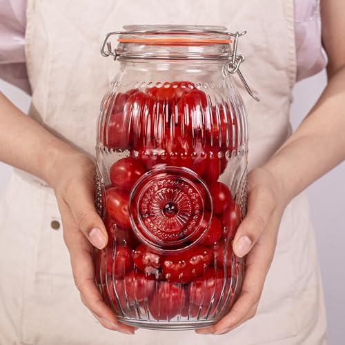 Amzcku Wide Mouth Vintage Mason Jars with Airtight Lid 64oz 2 Quart, Canister Quart Jars for Kitchen Storage - for Coffee, Sugar, Beans 3 Pack - Image 6