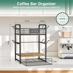 EsLuker.ly Coffee Bar Organizer Station Shelf Mug Holder, with 12 Hooks - Image 2