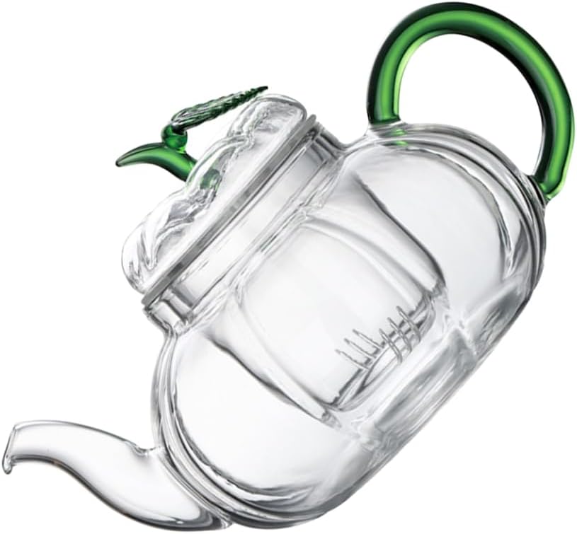MAGICLULU Creative Pumpkin Shaped Heat Resistant Glass Teapot with Removable Infuser Kung Fu Tea Maker for Loose Leaf Tea Elegant and Easy to Clean Glass Infuser by MAGICLULU