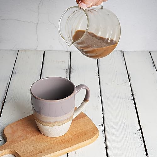 Bosmarlin Ceramic Coffee Mug Set of 4, 17 Oz, Coffee Cups with Big Handle, Microwave Safe, Unique Reactive Glaze - Image 5