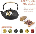 Cast Iron Teapot,SECHUDO Tea Kettle,Japanese Cast Iron Teapot with Stainless Steel Infuser for Stovetop Safe (Black and Colored, 800ML) - Image 3