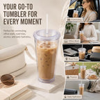 Sursip 32oz Clear Tumblers with Lids and Straws, Reusable Iced Coffee Cups - Image 6