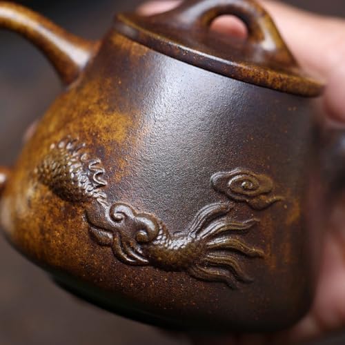 Tea Kettle High Temperature Clay Hand-carved Dragon Playing With Pearl Teapot Office Retro Tea Maker Ceramic Tea Infuser - Image 4
