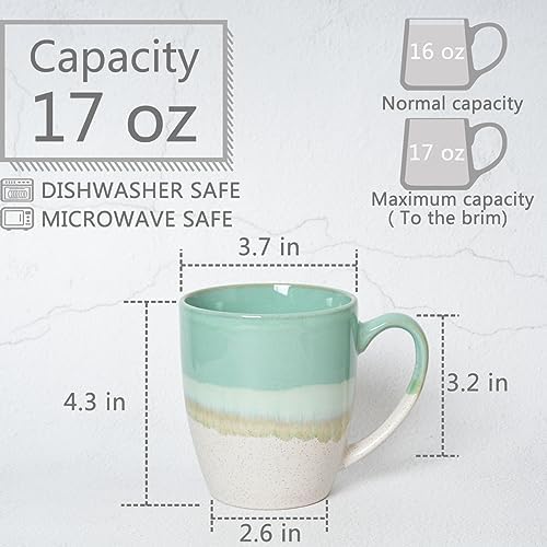 Bosmarlin Ceramic Coffee Mug Set of 4, 17 Oz, Coffee Cups with Big Handle, Microwave Safe, Unique Reactive Glaze - Image 2