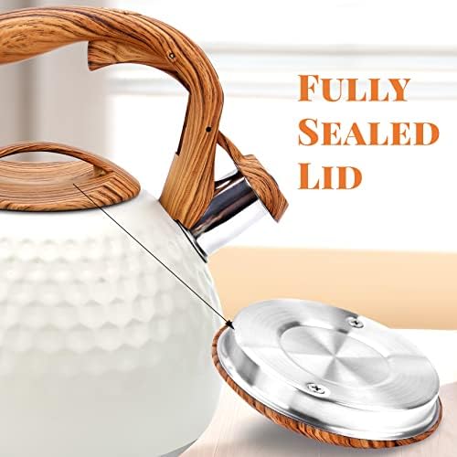 3.2Qt Stainless Steel Whistling Tea Kettle Stovetop, Cream - Image 4