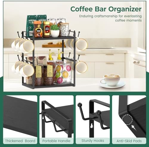 EsLuker.ly Coffee Station Bar Organizer Mug Holder Stand Countertop - Image 4